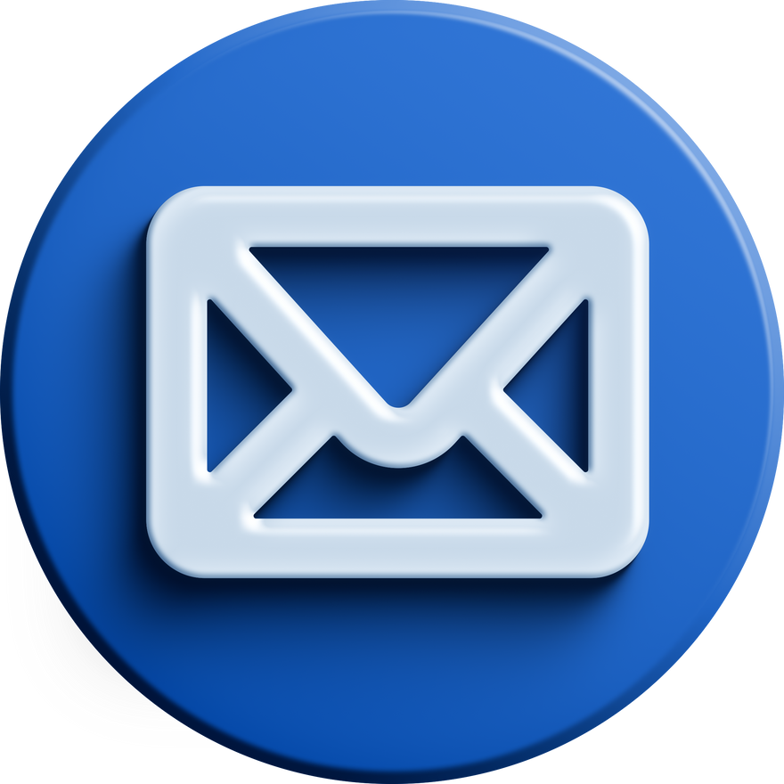 Blue round 3D envelope icon